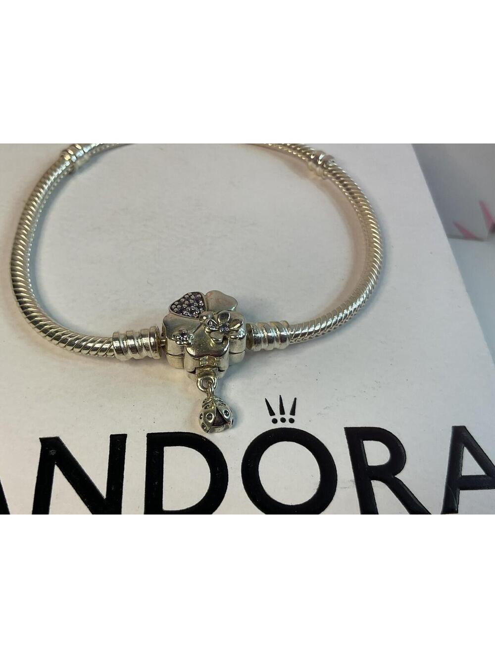 Pandora Wildflower Meadow Snake Chain Bracelet Sz 7.25” Retired